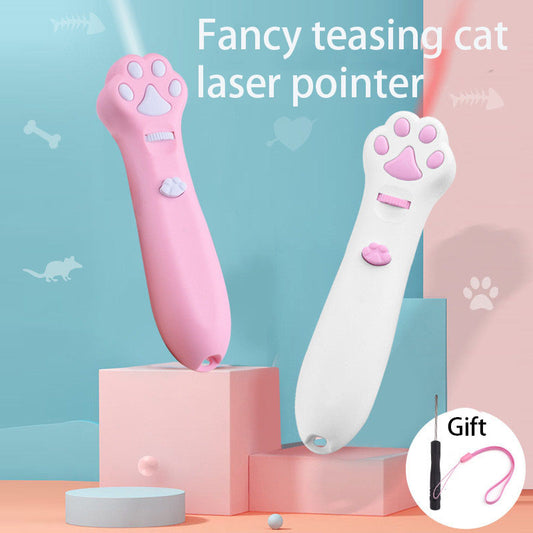 Cat laser pointer toys, indoor cats with red dots and LED patterns interactive toys, long distance 6 patterns (fish, bones, mice, etc.) of laser projection toys, suitable for kittens chasing teasing stick training exercise. Requires batteries.